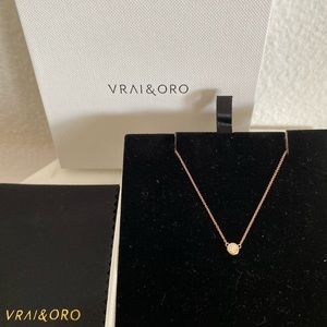 Rose Gold Round Diamond Bezel Necklace